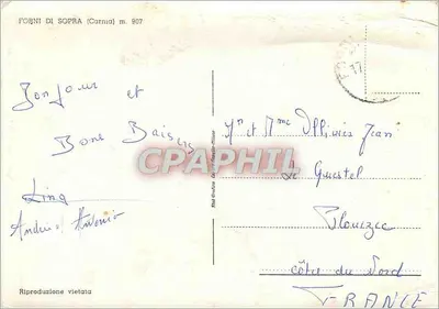 Forni di Sopra (Carnia) m. 907 — vista panorâmica — editor não visível — Verso