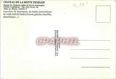 Zamek La Motte-Fénelon — Przecinek seminarium, przystanku dziennego, weekendów rekreacyjnych (tenis, ogródka z basenem, dyskoteka) — Drukarnia PREMIFRANCE — Rewers