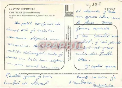 Canet-Plage — vista da praça e do cassino — Editado por Étél — Verso