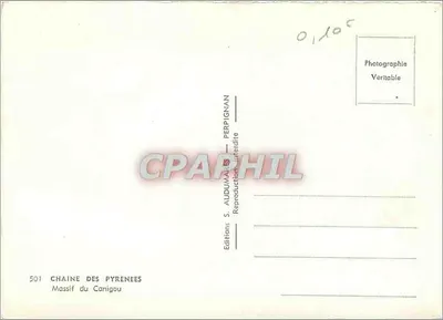 Massif do Canigou — Cadeia dos Pirineus — Éditions S. Audumates, Perpignan, n° 501 — Verso