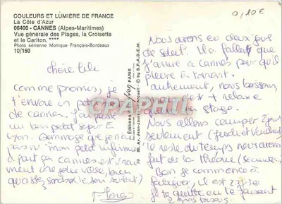 Cannes — Ogólny widok plaż, Croisette i Carlton — Wydawnictwo Jean-Jaurès & Acquell — Rewers