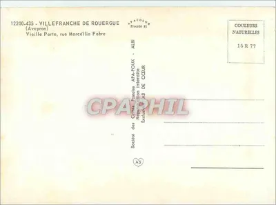 Villefranche de Rouergue — Velha Porta, rue Marcéllin Fabre — Sociedade das Cartas Postais APA-ROUX - ALBI — Verso