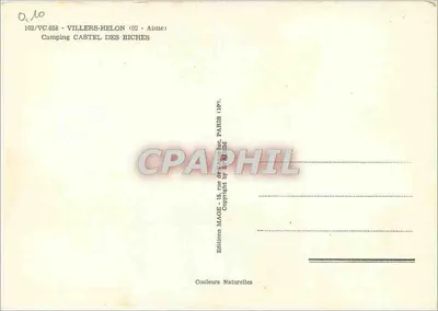 Camping Castel des Biches — Villers-Hélon (Aisne) — Éditions MACE — Verso