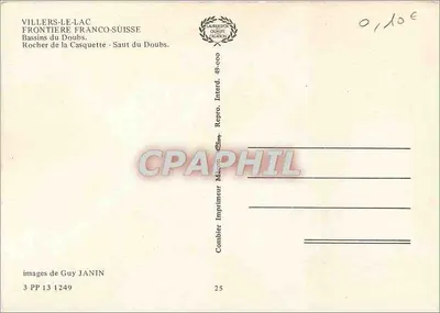 Villers-le-Lac — Bassins del Doubs, Roche della Casquette — Editore Combier — Verso