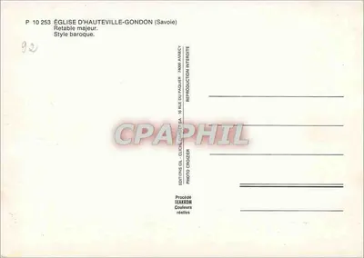 Kościół w Hauteville-Gondon — Wzgórze głównego ołtarza — Styl barokowy — Wydawnictwo Gil - Cliché Jardet SA, 16 Rue du Paquier, Annecy — Rewers