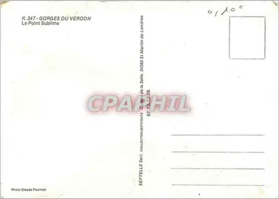 Góry Verdon — Punkt Sublimny — Fotografia Claude Fournier, kolekcja Septelle Sàrl — Rewers