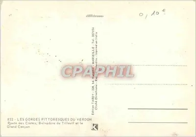 Pittoreske Schluchten des Verdon — Grand Canyon — Édition TARDY — Rückseite