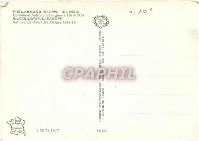 Vieil-Armand — Monumento Nacional da Guerra 1914-1918 — Éditions Armand — Verso