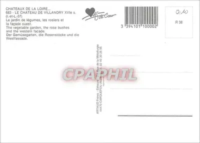 Zamek Villandry — ogród warzywny, róże i zachodnia fasada — Artaud Frères — Rewers