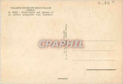 Notre-Dame-des-Marais — A Gargouilla « A Luxúria » — Editor CELARD - BRON (Rhône) — Verso