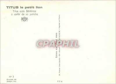 Titus, mały lew — Titus pomaga Bérénice wychodzić z puszki — Wydawnictwo Jean-Jaurès, Paryż — Rewers