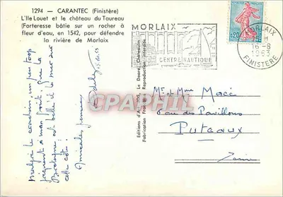 Carantec (Finistère) — A Ilha Louet e o castelo do Touro — Edições d'Art Morlaix, n°1294 — Verso