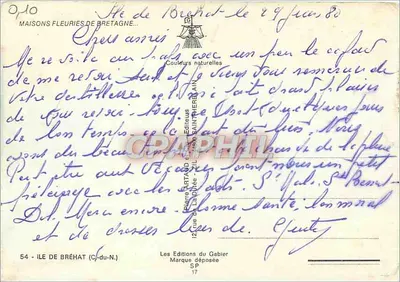 Kolorowa wizja domów z kwiatami w Bretanii — Wyspa Bréhat — Wydawnictwo Gebier — Rewers