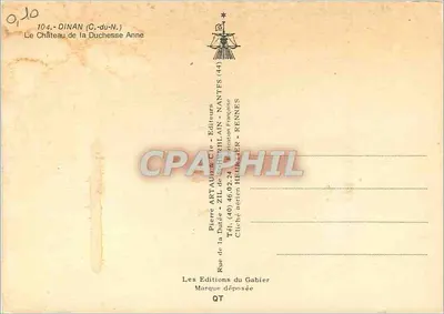 Dinan (C.-du-N.) — O Castelo da Duquesa Ana — Edições Pierre Artau & Cie — Verso
