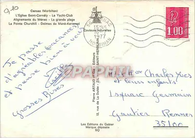 Carnac — Alinhamentos de menhirs, praia, igreja — Éditions du Gabier — Verso