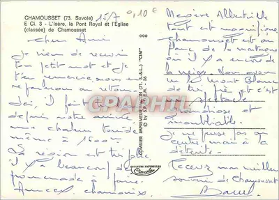 Puente Real y la Iglesia — Chamouset (73) — Editor Combier — Reverso