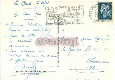 La Charité-sur-Loire — vista da cidade e da igreja — Sociedade dos Artes Fotográficas, Paris — Verso