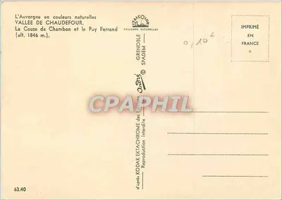 La Couze de Chambon i Puy Ferrand — Dolina Chaudefourn — wyd. Grenoble Spadem — Rewers