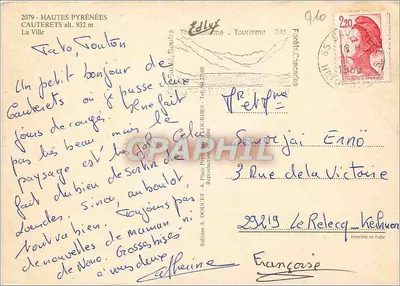 Cauterets — vista panorâmica e editor Edlux — n° 2079 — Verso