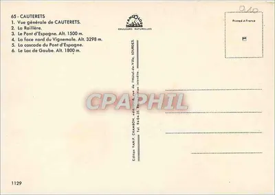 Cauterets — sus alrededores — Edición Yanf. Chambon — Reverso