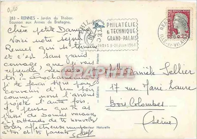 Jardim do Thabor - Armas da Bretanha — Rennes — Edições Rody, n° 283 — Verso