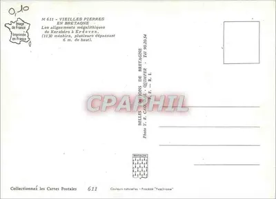 Allineamenti megalitici di Kerzhéro a Erdeven — Bretagna — Edizioni Y. R. Claudio — Verso
