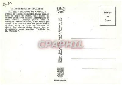 Legende von Carnac — Megalithische Ausrichtungen — Éditions d'Art Jos, Châteaulin — Rückseite