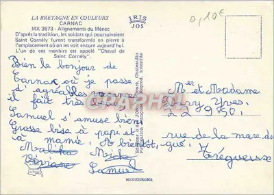 El Caballo de San Cornély — Alineaciones del Ménech — Edición IRIS JOS — Reverso