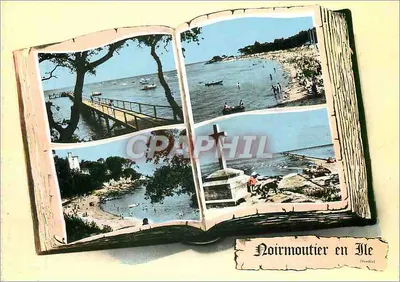 Noirmoutier en Île — vista da praia, farol e porto — editor Combier, n° L 4