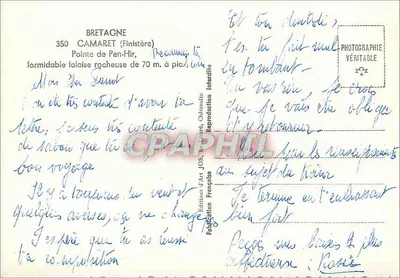 Ponta de Pen-Hir — Bretanha — Edições de Arte JOS, Châteaulin — Verso