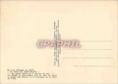 Monte Blano — glaciar de los Bossons y la montaña de la Côte — Ediciones G. ROSSAT-MIGNOD, Annecy, n° 7499 — Reverso
