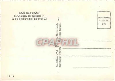 Blois (Loir-et-Cher) — Zamek, skrzydło Franciszka I widziane z galerii skrzydła Ludwika XII — Les Editions d'Art, Paryż — Rewers