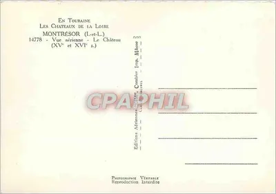 Montrésor — Zamek (XVe i XVIe w.) — Editions Aériennes — Rewers