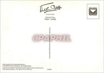 Kościoł w Patrington, Humberside — « Królowa Holderness » — Walter Scott, seria Natural — Rewers