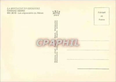 Os alinhamentos do Ménec — Carnac (56340) — Éditions d'Art Jos, Châteaulin — Verso