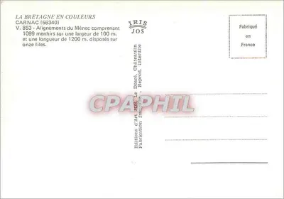 Alignements du Ménec — Carnac (56340) — Éditions d'Art Jos, Châteaulin — Rückseite