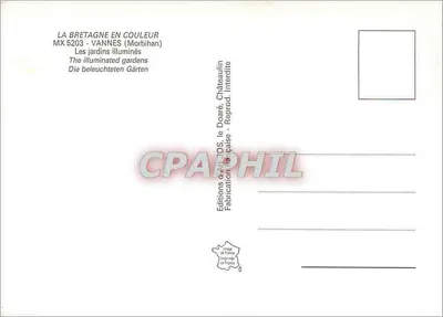 VANNES — Jardins iluminados — Editions du Daoré, n° MX 5203 — Verso