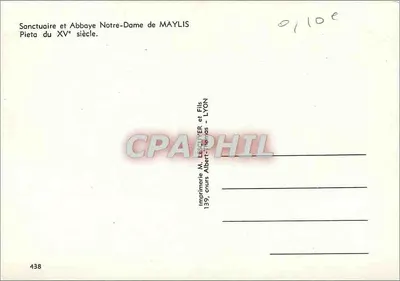 Pieta z XV wieku — Świątynia i Abp. Najświętszej Maryi Panny z MAYLIS — Drukarnia M. BESCLUYER i Synowie - LYON — Rewers