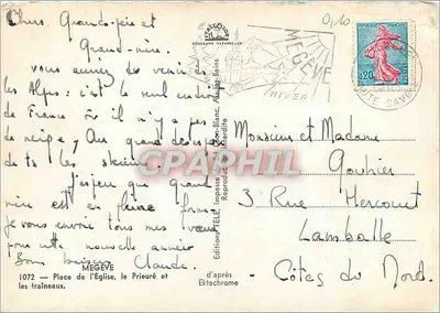 Mégeve — Praça da Igreja e os trenós — Éditions Couleurs Naturelles — Verso