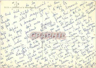 Mégeve e il Mont-Blanc — vista invernale — editore G.116 — Verso