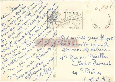 Menton — widok wybrzeża Alpazyjskiego — Wydawnictwo General La Barca, n° 275 — Rewers
