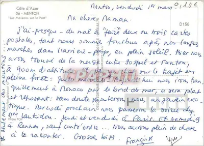 Menton — Widok portu i domów nad portem — Foto TOY — Rewers
