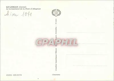 O loteamento da Font d'Allagnon — Le Lioran (Cantal) — Impressor Combier — Verso