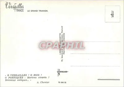 O Grande Trianon — Versailles — Livraria Hachette — Verso