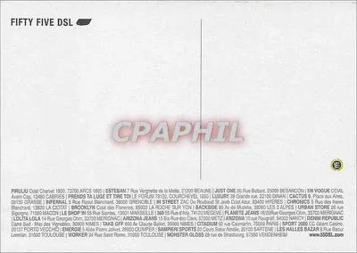 55DSL — Logotipo estilizado com aviões no fundo — www.55DSL.com — Verso