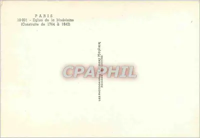 Igreja da Madeleine — Paris — Editor Albert Monnier, n° 10 091 — Verso