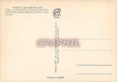 Paryż i jego cuda — Most Iéna, Seina i pałac Chaillot — Wydawnictwo GUY — Rewers