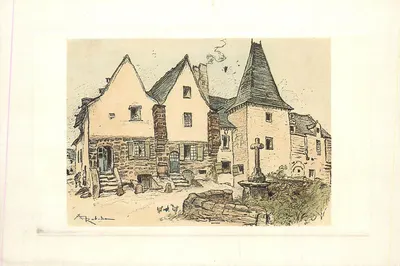Piriac, praça da igreja — ilustração de A. Robida — editor Y. Salmon, série A00B