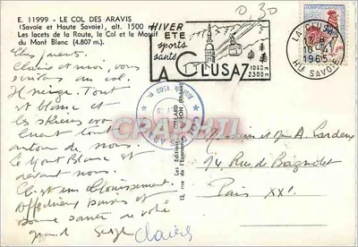 O Col dos Aravis — Os curvas da Estrada, o Col e o Massif do Mont Blanc (4.807 m.) — Les Éditions de l'Économie (Rhône) n° 11999 — Verso