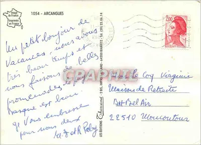 Arcangues — Kościół i plac — Wydawnictwo Chouand, nr 1054 — Rewers